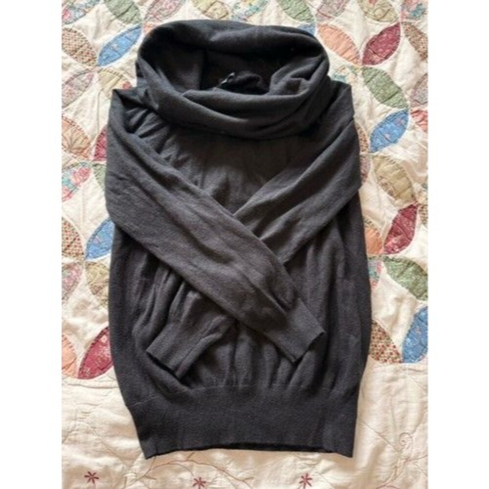 Gap Women's Black Knit Cowl Neck Pullover Sweater Ribbed Trim Long Sleeve M